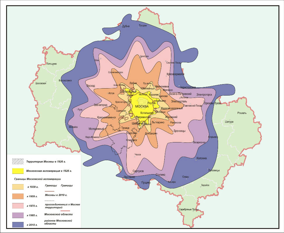 Карта плотности населения москвы и московской области