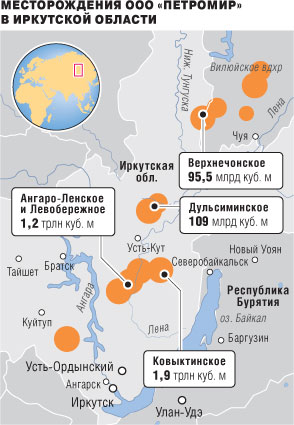 Карта ковыктинского месторождения